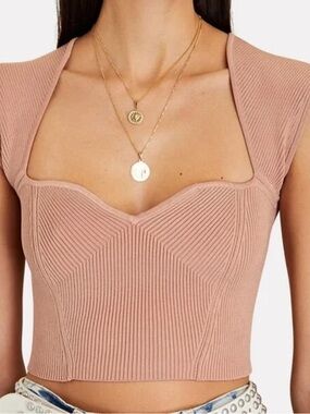 Ribbed Sweetheart Crop Top in Dusty Rose